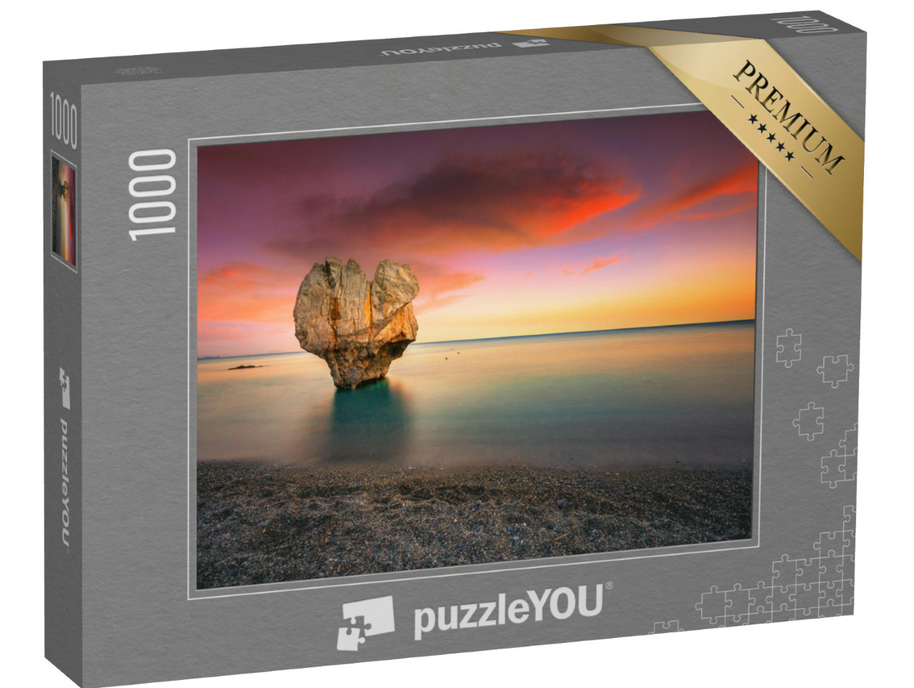 puzzle 1000 dílků „Osamělá skalní skulptura: tvar srdce, Preveli, Kréta, Řecko“