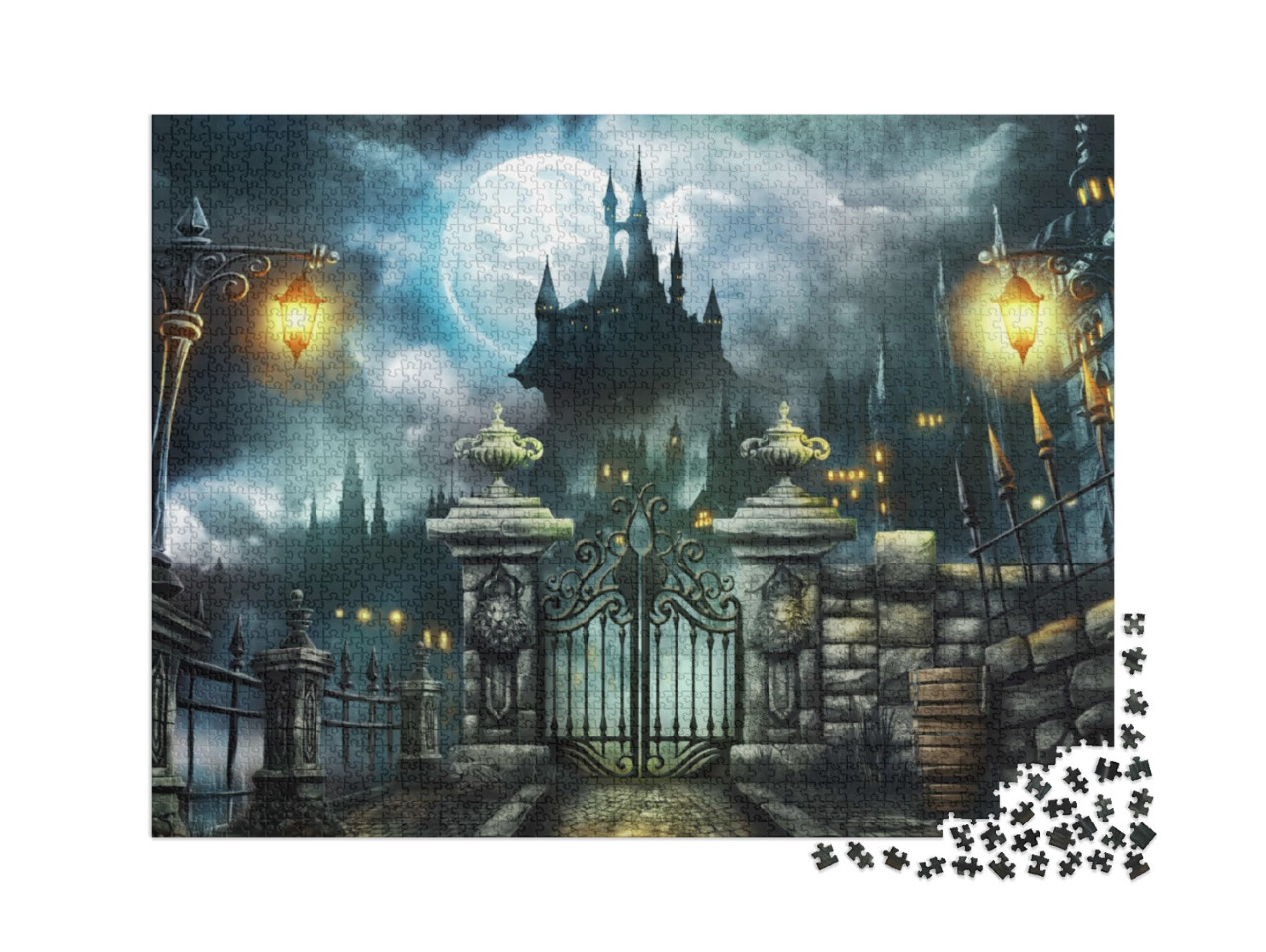 puzzle 2000 dílků „Halloweenský hrad“