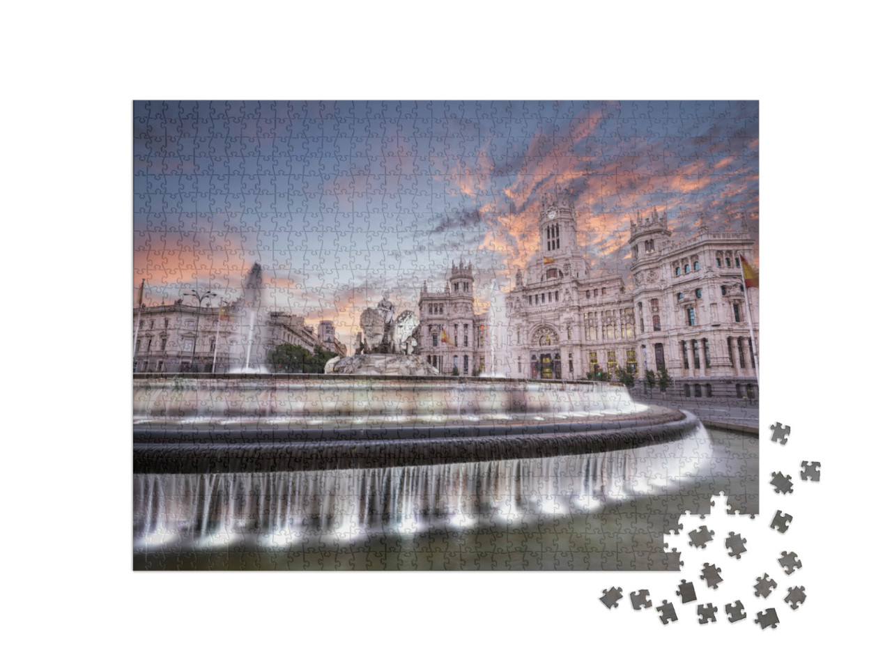 puzzle 1000 dílků „Komunikační palác a náměstí Cibeles, Madrid, Španělsko“