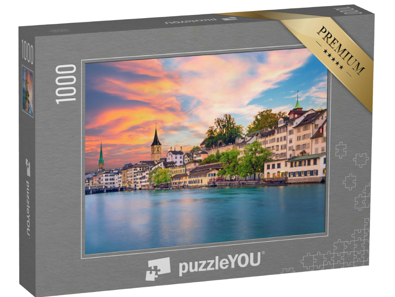 puzzle 1000 dílků „Centrum Curychu ve večerních hodinách“