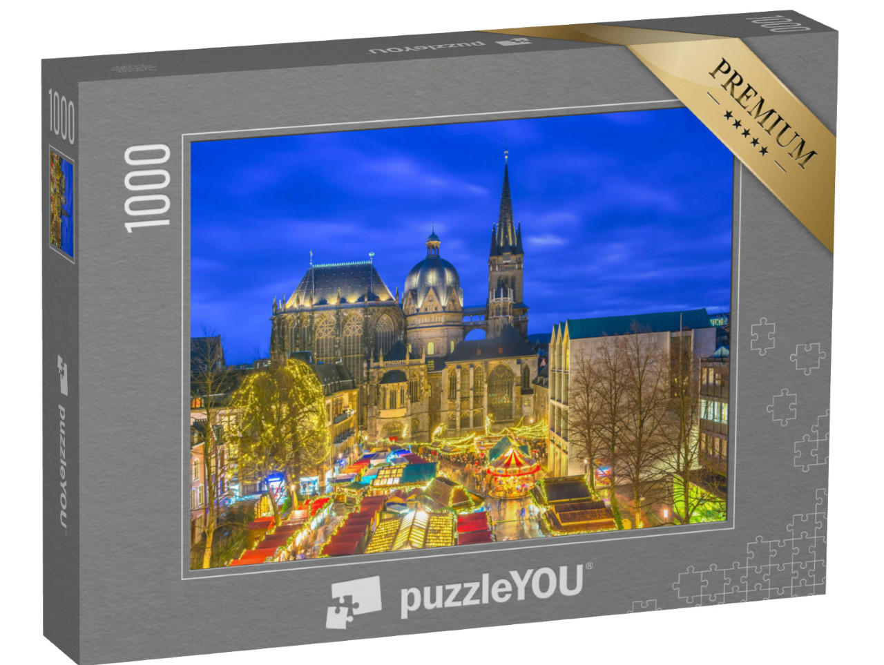 puzzle 1000 dílků „Vánoční trh před katedrálou v Cáchách, Německo“