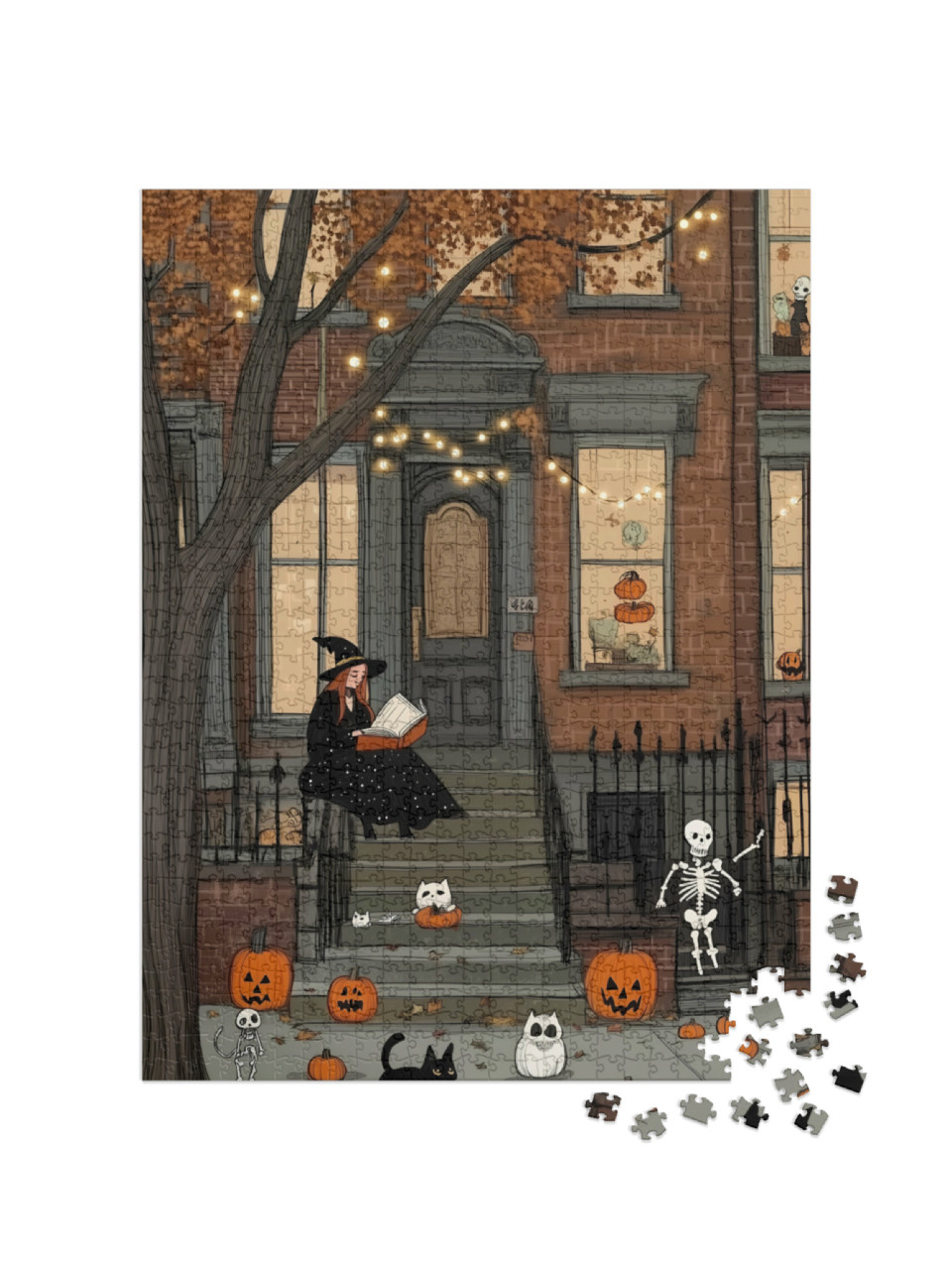 puzzle 1000 dílků „Halloweenský vchod do domu“