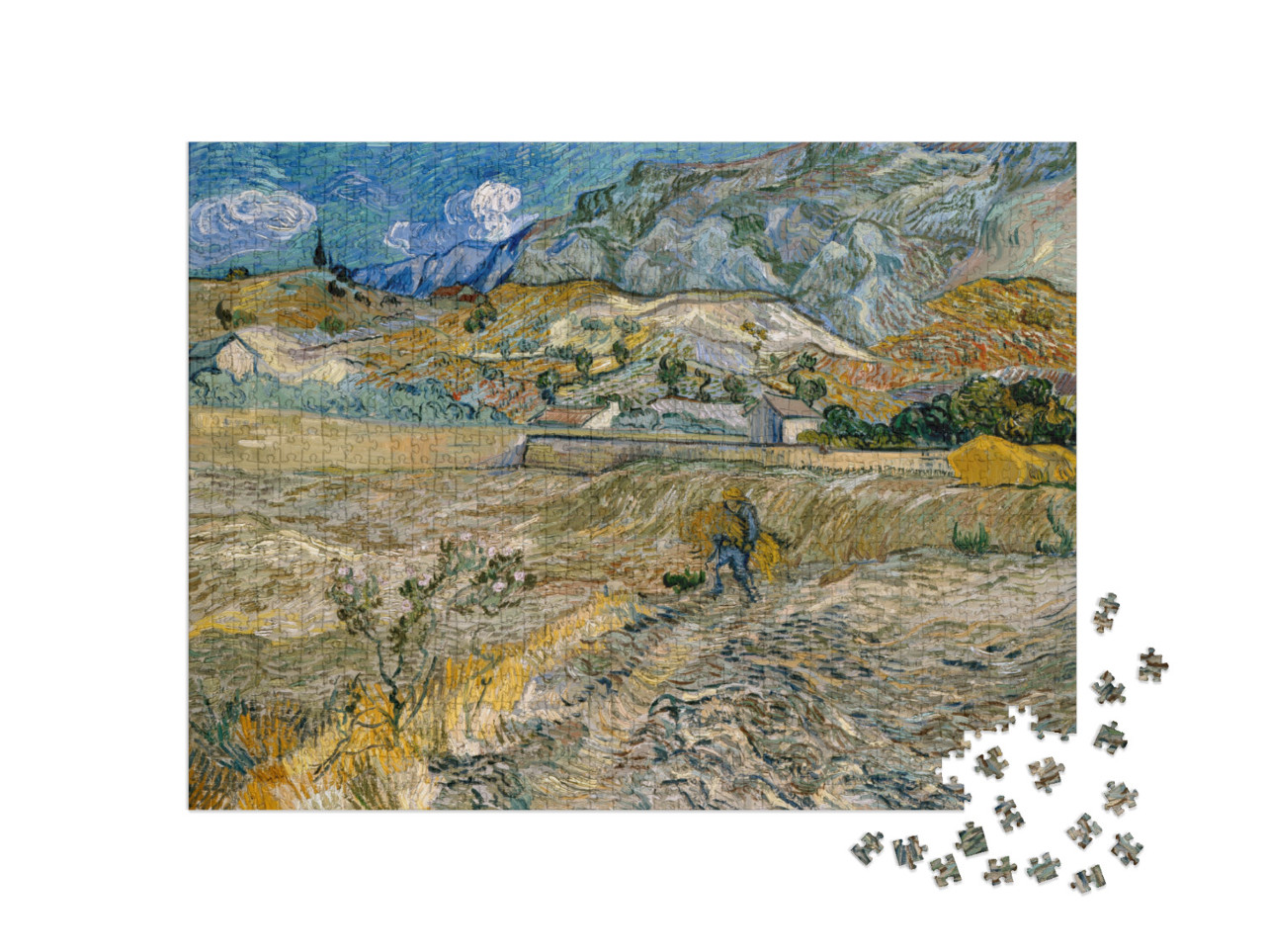 puzzle 1000 dílků „Vincent van Gogh - Krajina v Saint-Rémy“