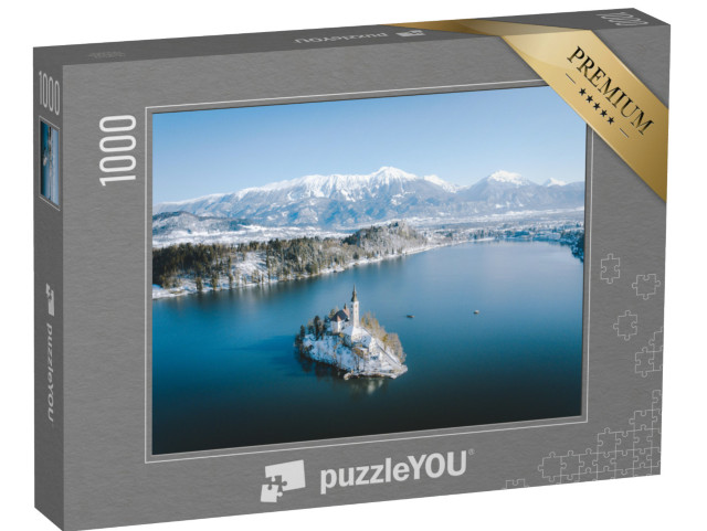 puzzle 1000 dílků „Panoramatický pohled na Bledské jezero v zimě, Slovinsko“