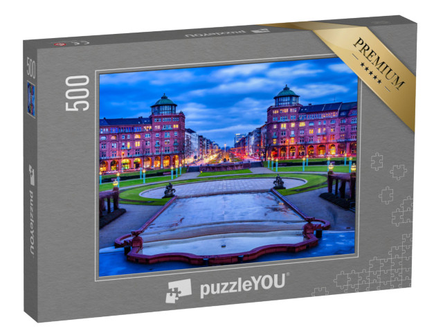puzzle 500 dílků „Friedrichsplatz, městský park v zimě, Mannheim, Německo“