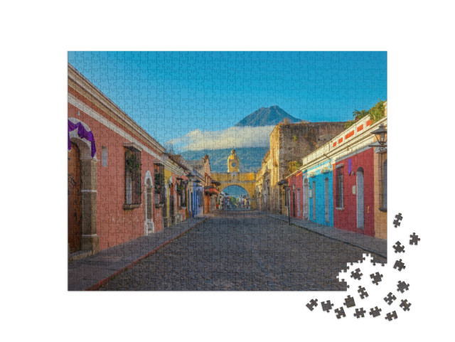 puzzle 1000 dílků „Východ slunce nad Antiguou , Guatemala“