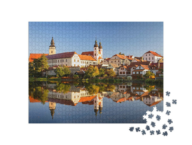 puzzle 1000 dílků „Pohled na Telč přes rybník, Česká republika“