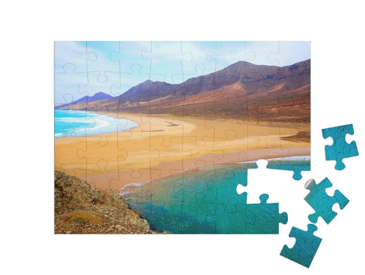 puzzle 48 dílků „Pláž Barlovento, Fuerteventura, Kanárské ostrovy, Španělsko“