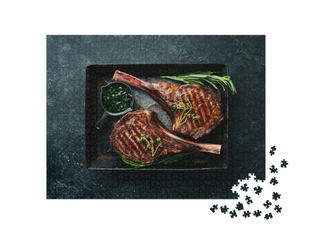 puzzle 1000 dílků „Šťavnatý steak s kořením a bylinkami“