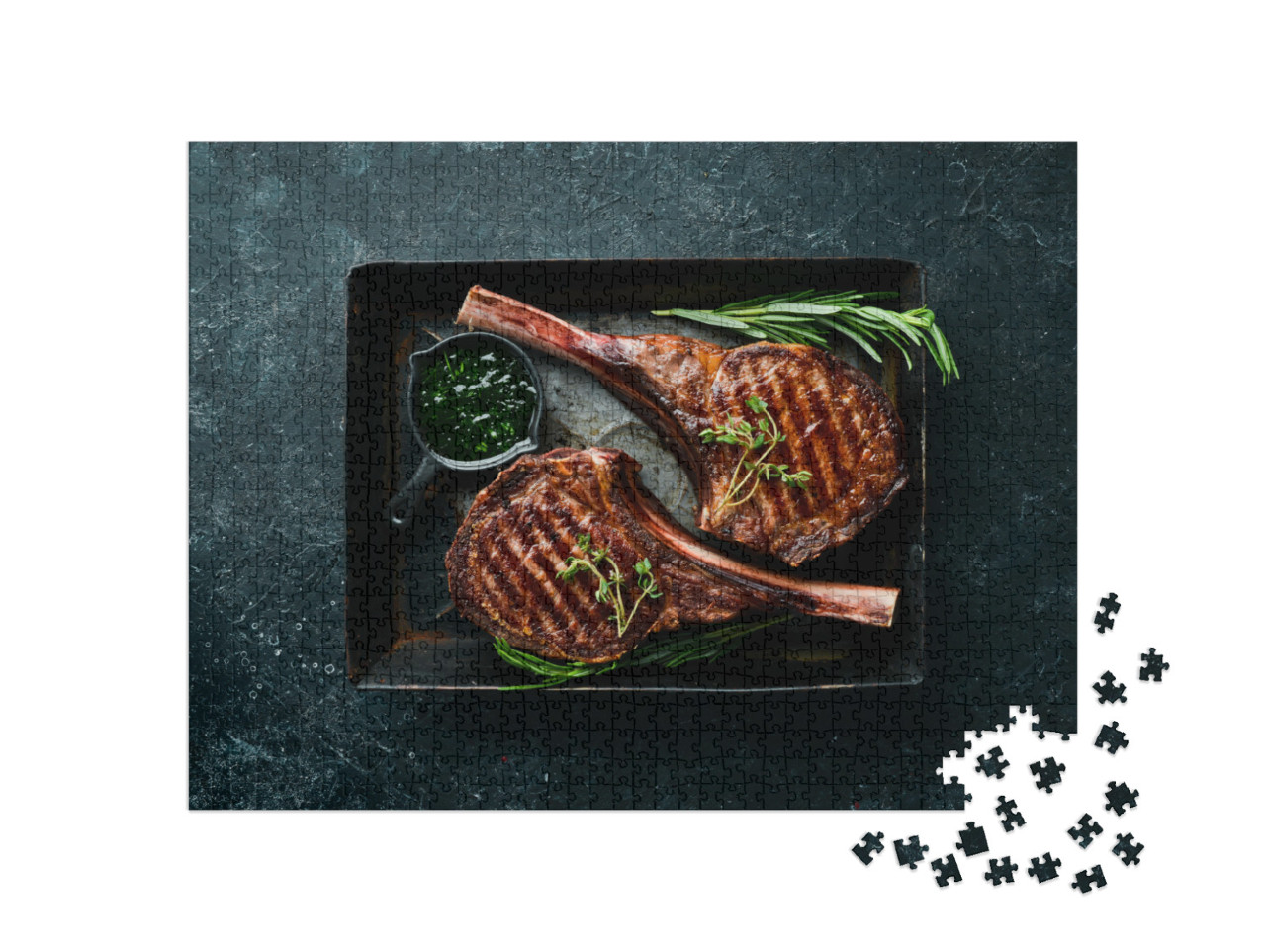 puzzle 1000 dílků „Šťavnatý steak s kořením a bylinkami“