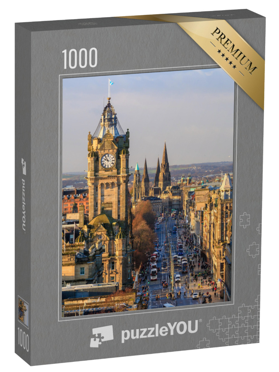 puzzle 1000 dílků „Edinburgh Old Town a Edinburgh Castle ve Skotsku“