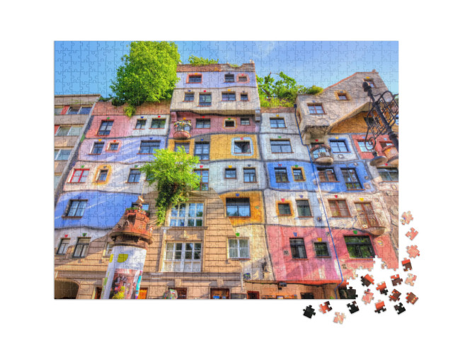 puzzle 1000 dílků XXL „Hundertwasserův dům ve Vídni, Rakousko“