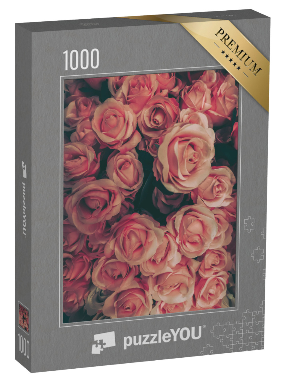 puzzle 1000 dílků „Kytice růžových růží ve stylu vintage“