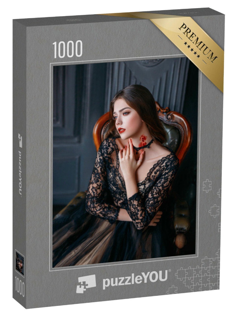 puzzle 1000 dílků „Oběť upíra s ranou po kousnutí na krku“