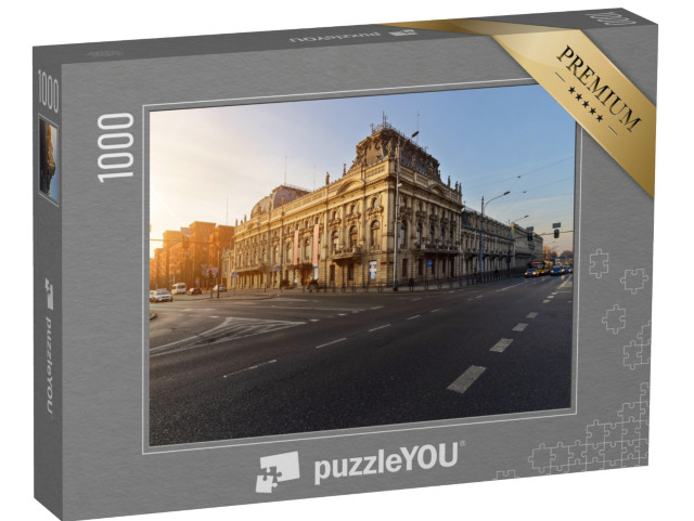 puzzle 1000 dílků „Západ slunce nad Lodží s palácem Poznanski, Polsko“