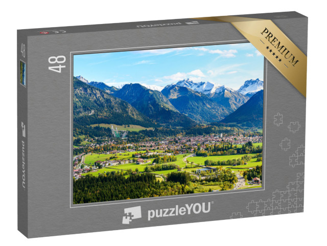 puzzle 48 dílků „Panoramatický pohled na Obersdorf v Allgäu“