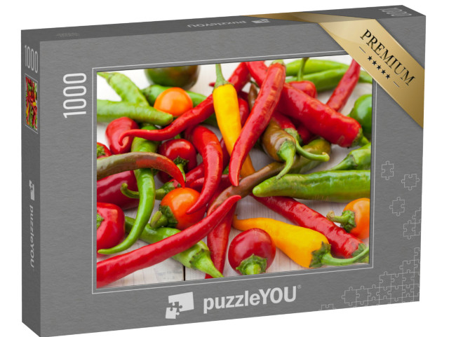 puzzle 1000 dílků „Pálivé chilli papričky v košíku“