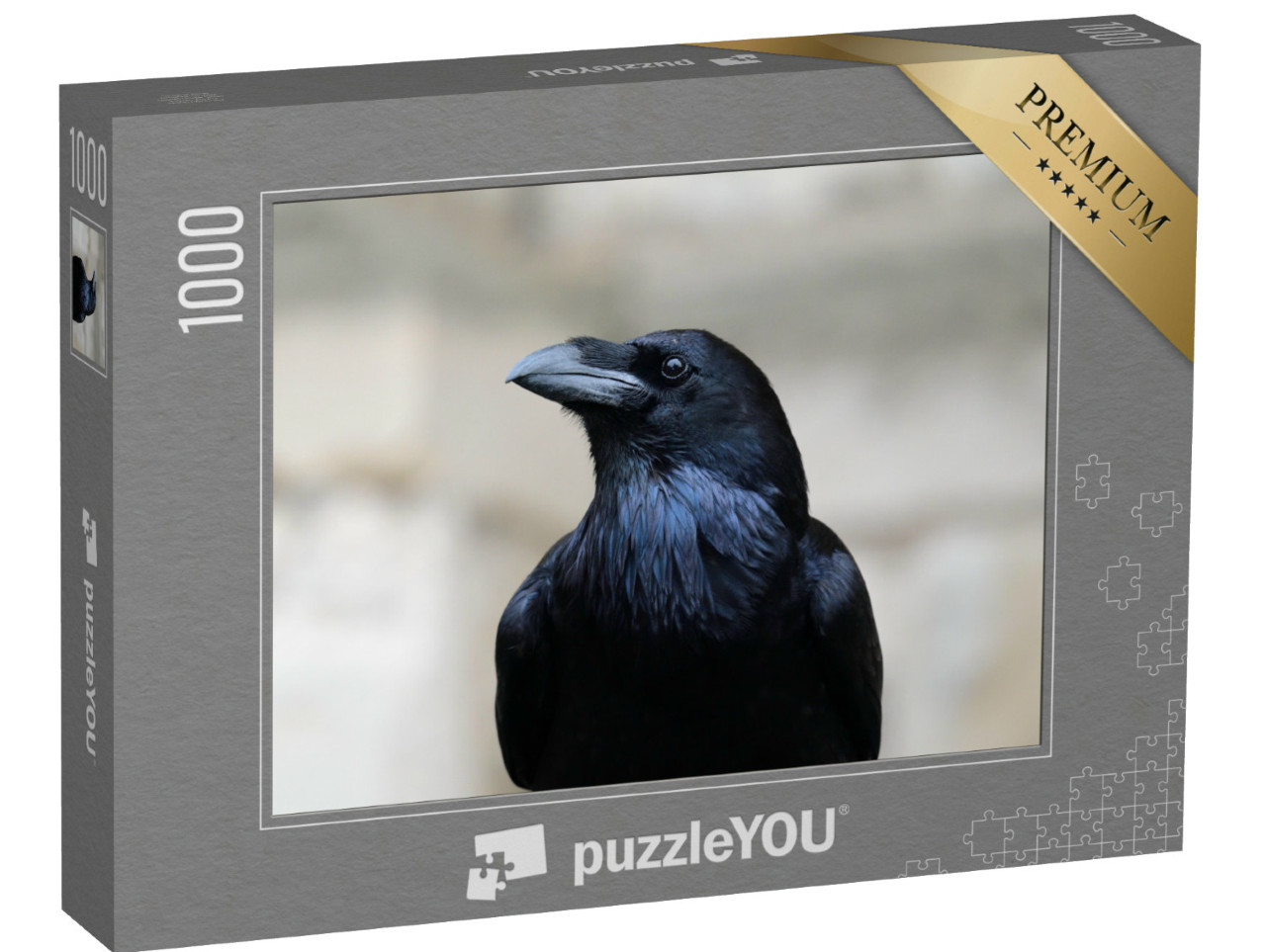 puzzle 1000 dílků „Detailní záběr krkavce obecného“
