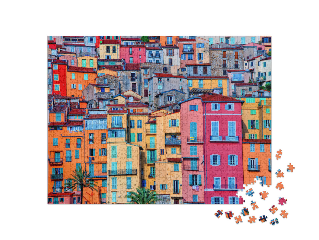 puzzle 1000 dílků „Malebná krajina v okolí Mentonu, Provence, Francie“