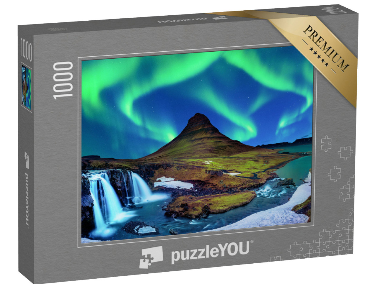 puzzle 1000 dílků „Polární záře, Aurora borealis na Kirkjufellu na Islandu“