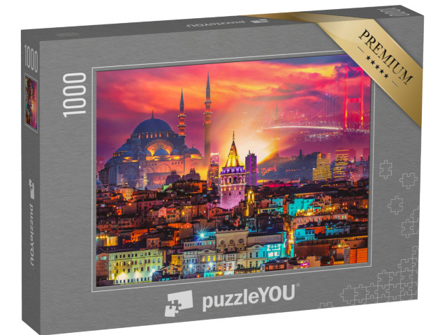 puzzle 1000 dílků „Krásně osvětlené panorama Istanbulu, Turecko“