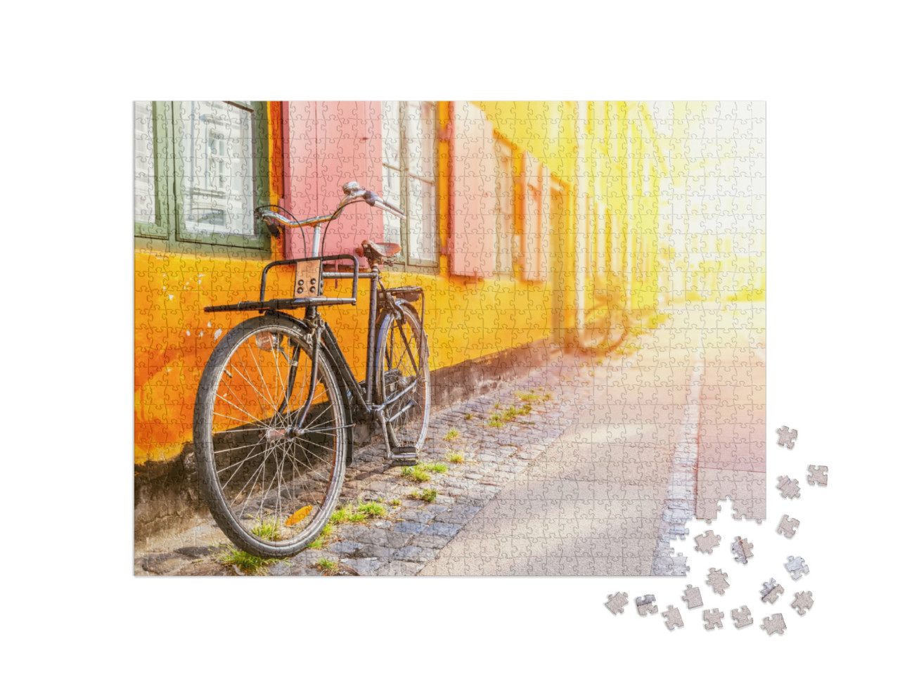 puzzle 1000 dílků „Starý žlutý dům ve čtvrti Nyboder, Kodaň, Dánsko“