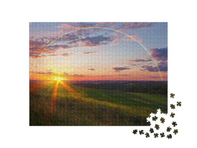 puzzle 1000 dílků „Západ slunce s duhou“
