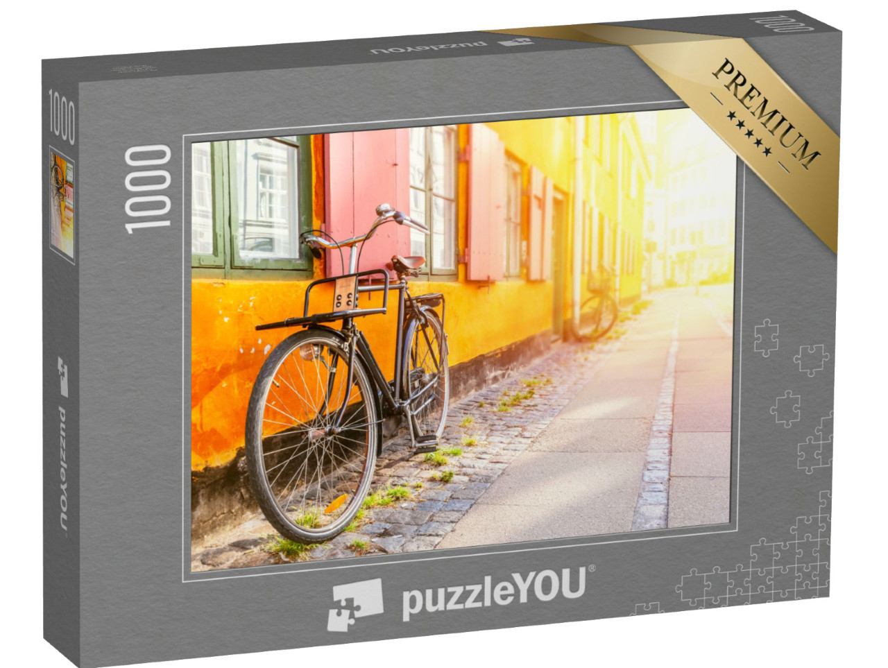 puzzle 1000 dílků „Starý žlutý dům ve čtvrti Nyboder, Kodaň, Dánsko“