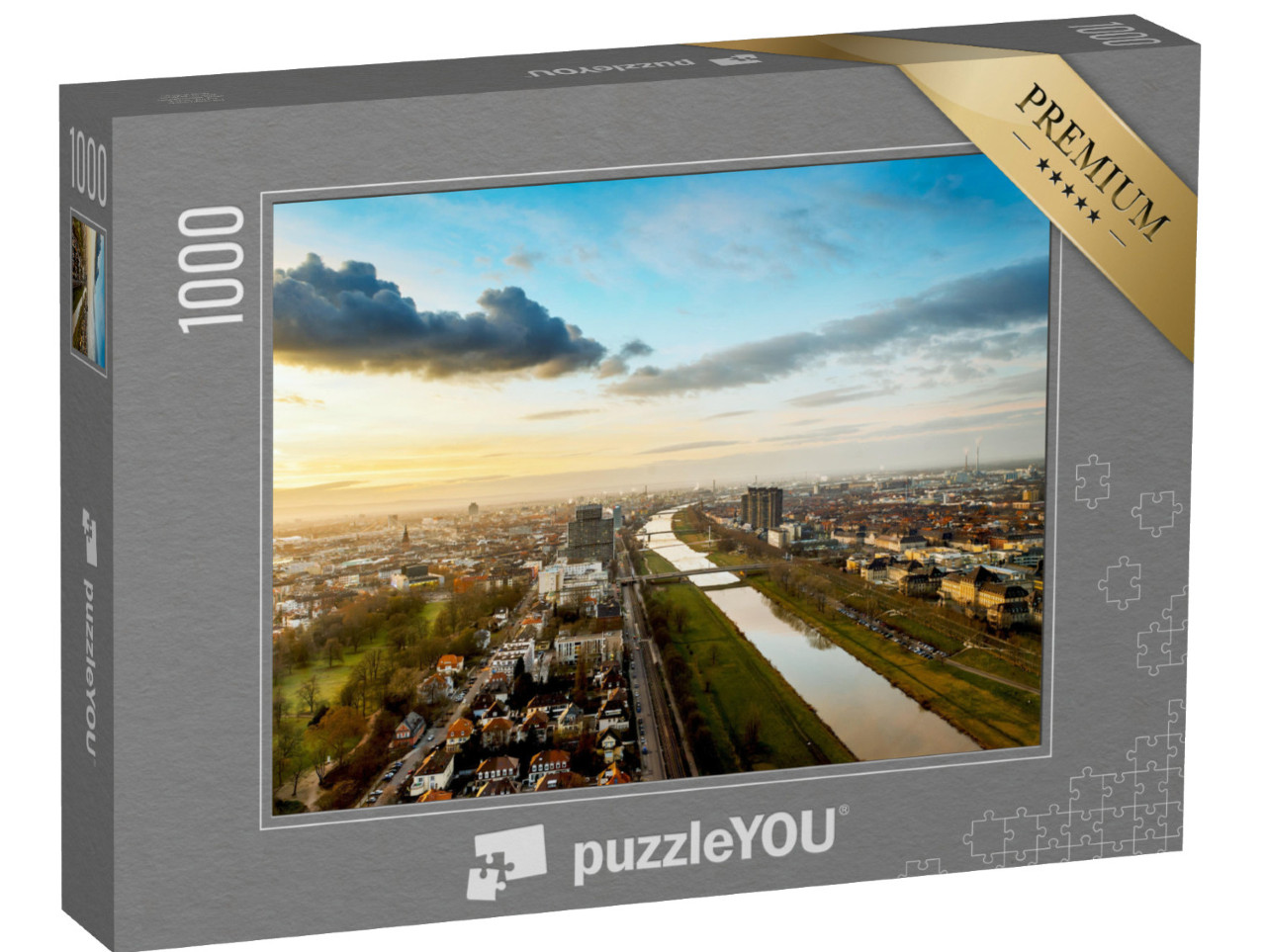 puzzle 1000 dílků „Mannheim a Ludwigshafen am Neckar, Německo“