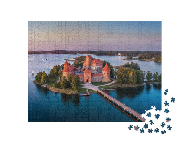 puzzle 1000 dílků „Hrad Trakai: středověký gotický ostrovní hrad, Litva“