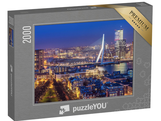 puzzle 2000 dílků „Panorama Rotterdamu s Erasmovým mostem, Nizozemsko“