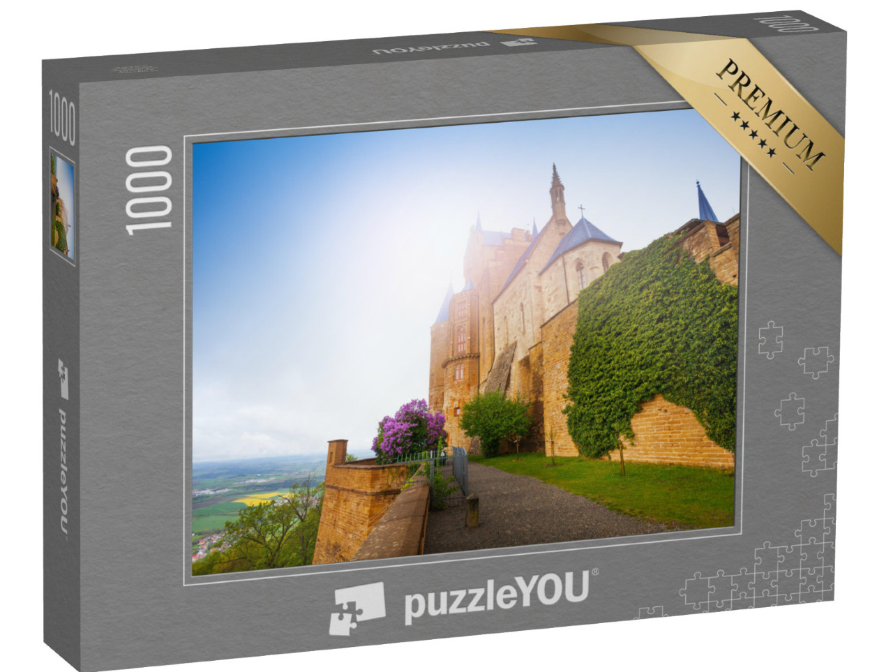 puzzle 1000 dílků „Stěna s břečťanem krásného zámku Hohenzollern“