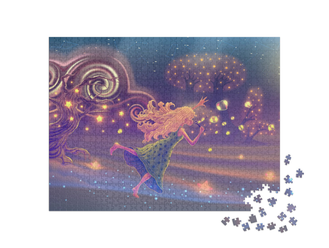 puzzle 1000 dílků „Snící dívka s mýdlovými bublinami“