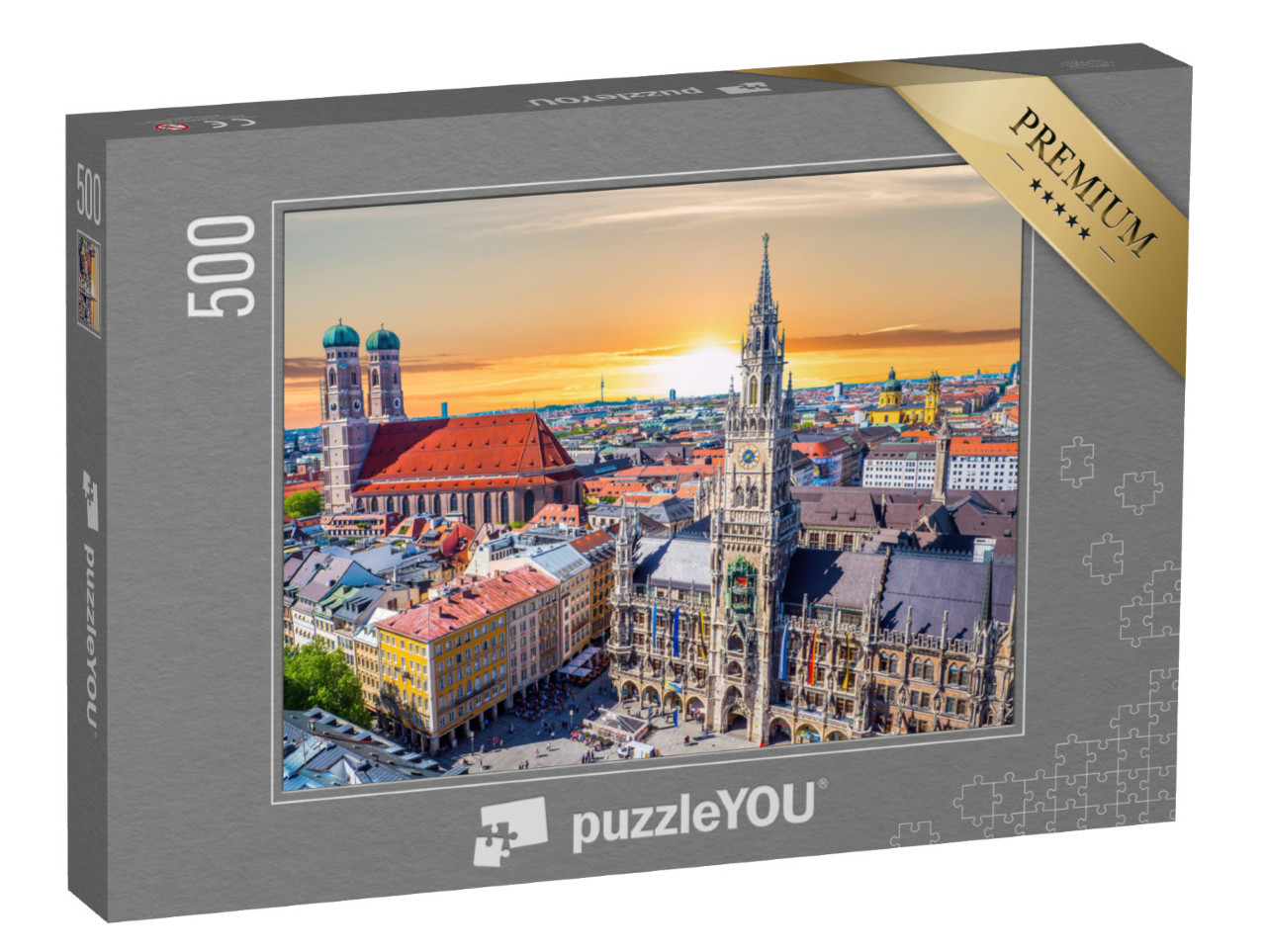 puzzle 500 dílků „Prostě krása: Mnichov při západu slunce, Bavorsko, Německo“