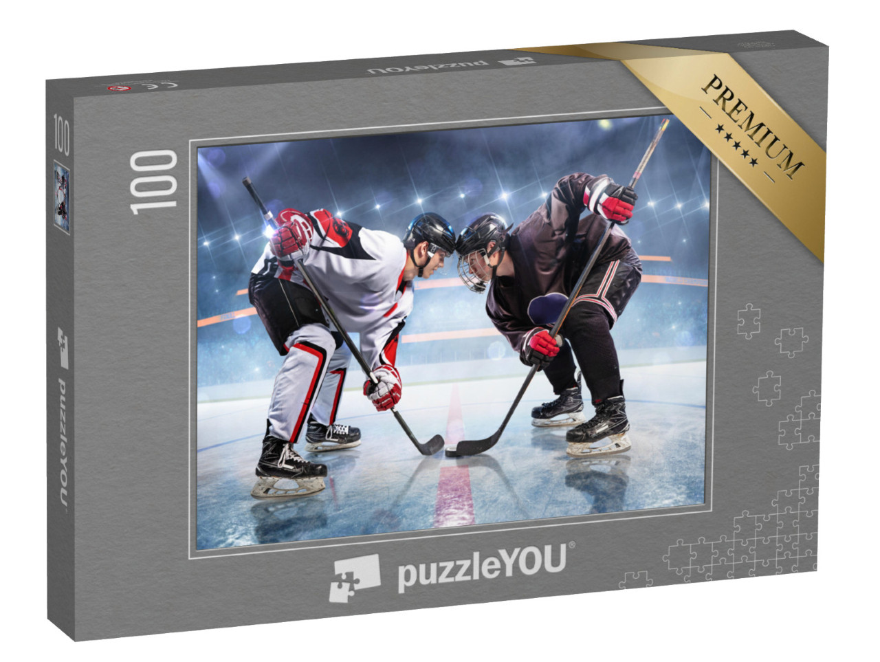 puzzle 100 dílků „Hráč ledního hokeje, plně soustředěný“