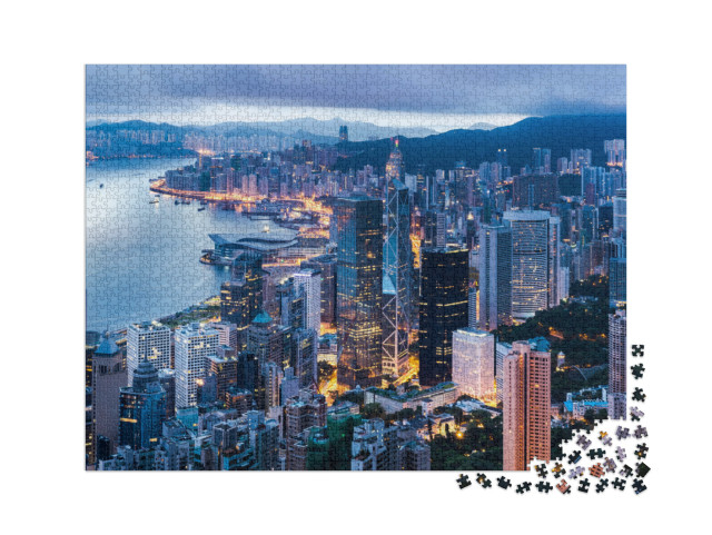 puzzle 2000 dílků „Hongkong za soumraku“