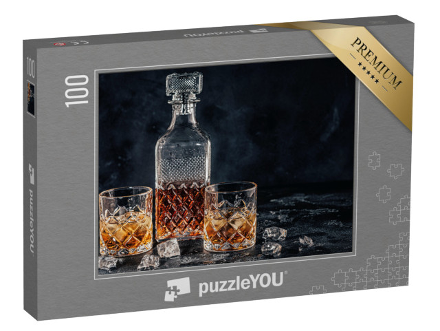 puzzle 100 dílků „Sklenice na whisky se čtvercovou karafou“