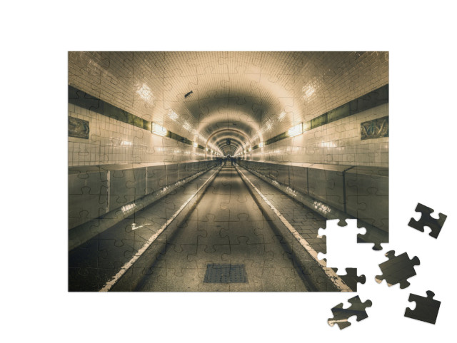 puzzle 100 dílků „Starý labský tunel, Hamburk, Německo“