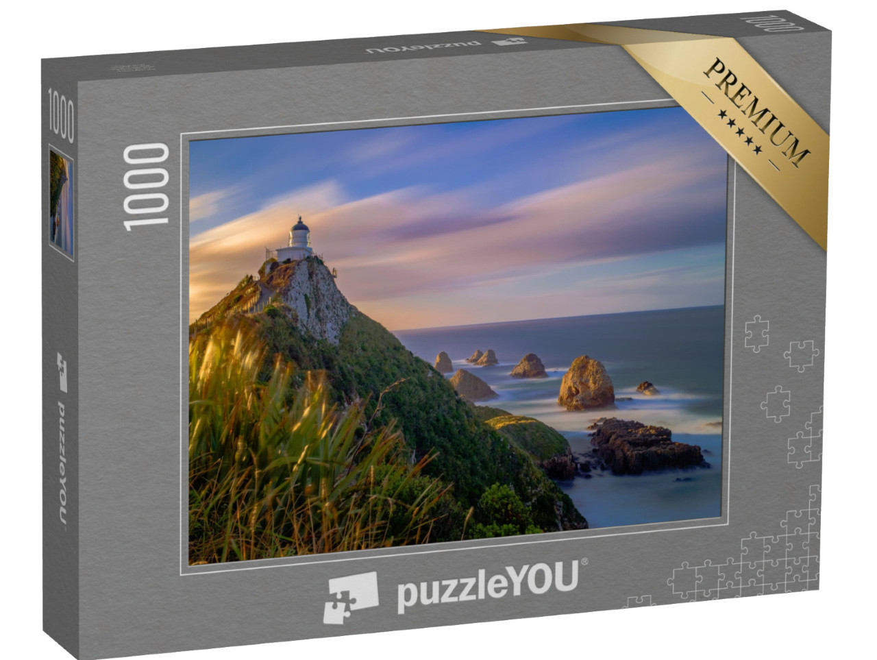 puzzle 1000 dílků „Mraky nad majákem na Nugget Point, podzim na Novém Zélandu“