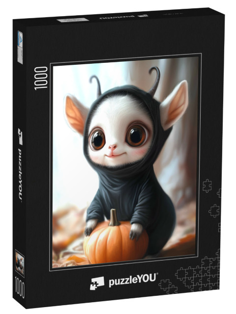 puzzle 1000 dílků „Kozlík v kostýmu kočky, Halloween“