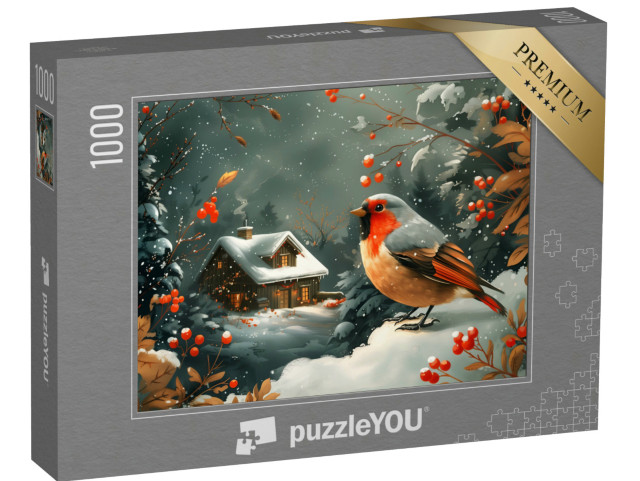 puzzle 1000 dílků „Ptáci na poznávací cestě na sněhu“