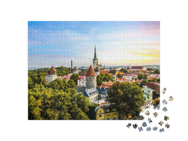 puzzle 1000 dílků „Pohled na středověké město Tallinn v Estonsku“