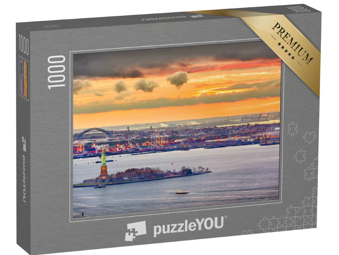 puzzle 1000 dílků „Newyorský přístav se sochou Svobody, New York“