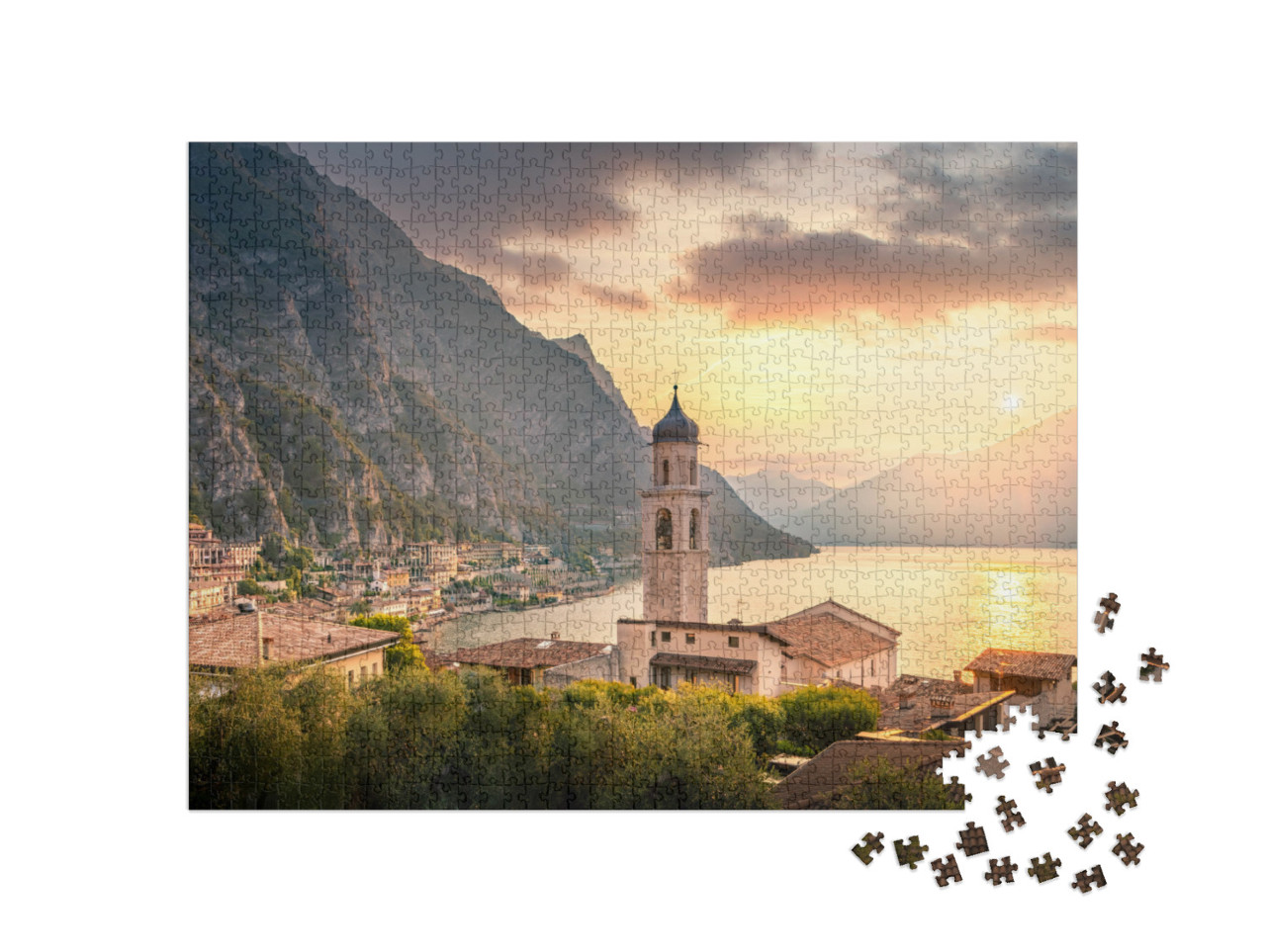 puzzle 1000 dílků „Kouzelná vesnice Limone sul Garda, Itálie“