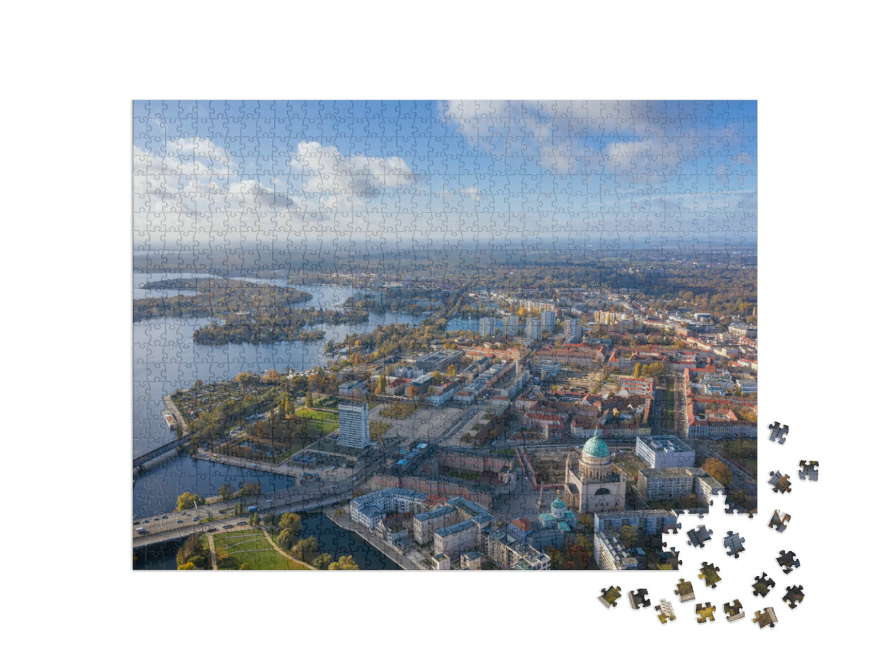 puzzle 1000 dílků „Letecký pohled na Postupim, Německo“