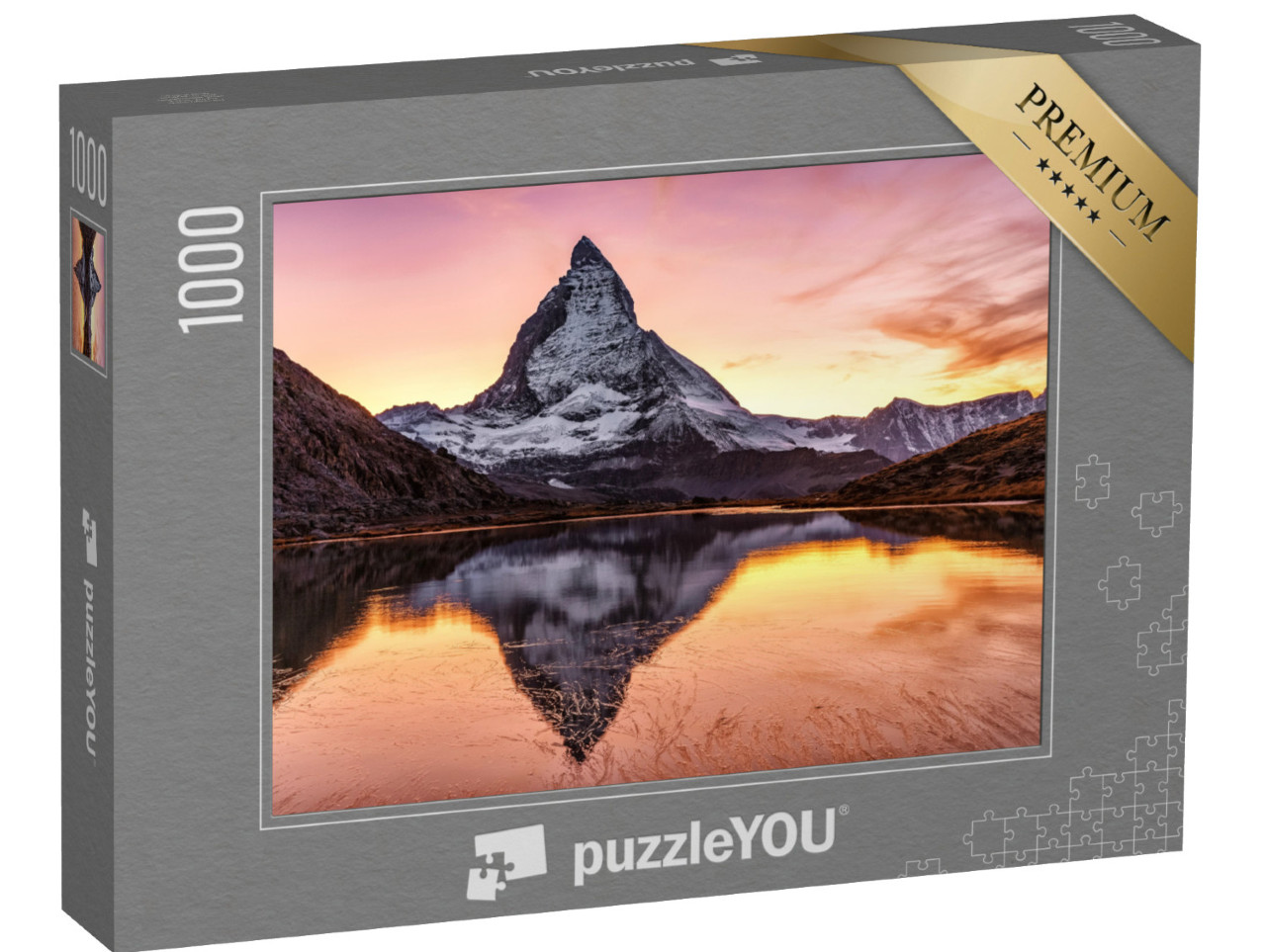 puzzle 1000 dílků „Nádherný západ slunce na Matterhornu a Riffelsee, Švýcarsko“