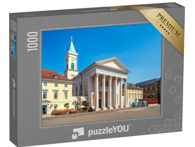 puzzle 1000 dílků „Městský kostel na náměstí v Karlsruhe, Německo“