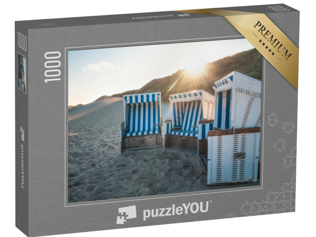 puzzle 1000 dílků „Lehátka na pláži při východu slunce na ostrově Sylt“