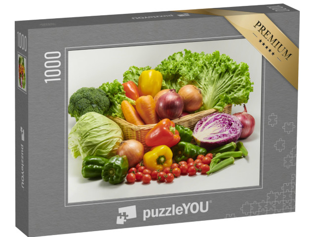 puzzle 1000 dílků „Sbírka chutné zeleniny sklizené na poli“