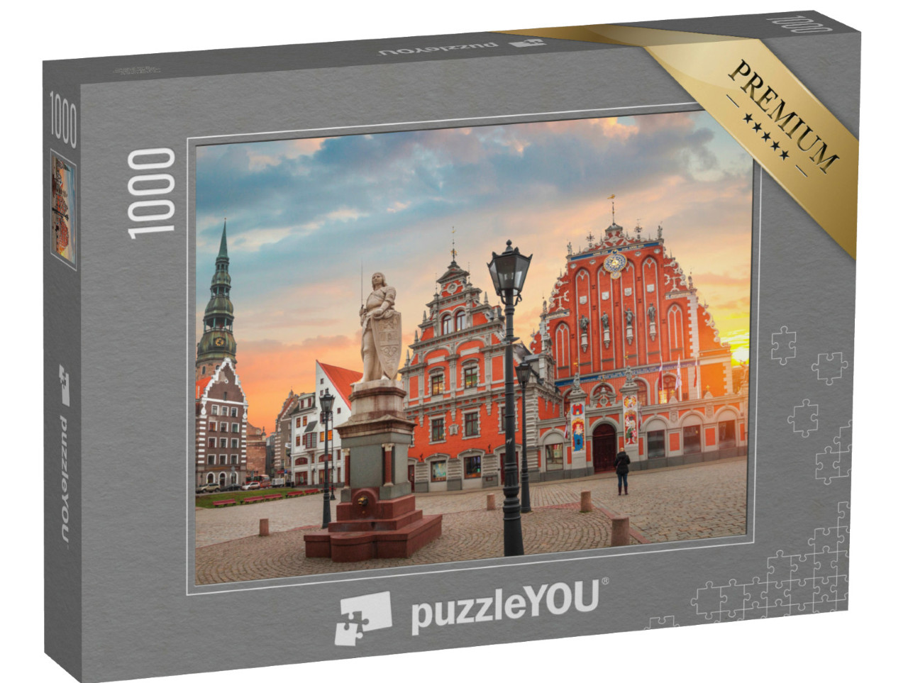 puzzle 1000 dílků „Staré domy podél ulice v Rize, Lotyšsko“